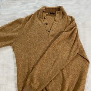 Loro Piana Mens Cashmere 1/4 Button Sweater Size 54
